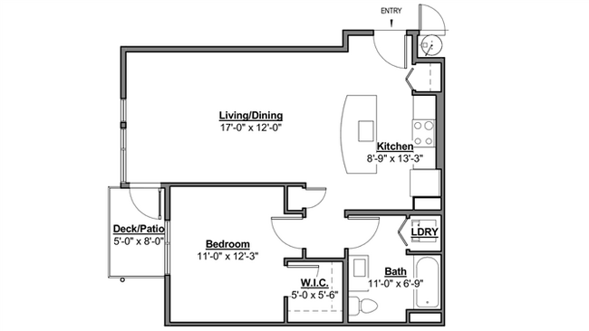 1 Bed  1 Bath P174 floor plan